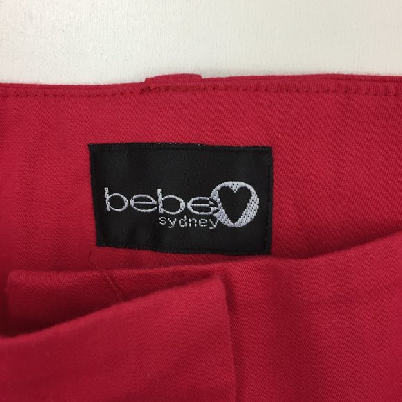 NWT BEBE SYDNEY Dark Pink Slit Hem Cropped/Ankle Dress Pants - Picture 2 of 11